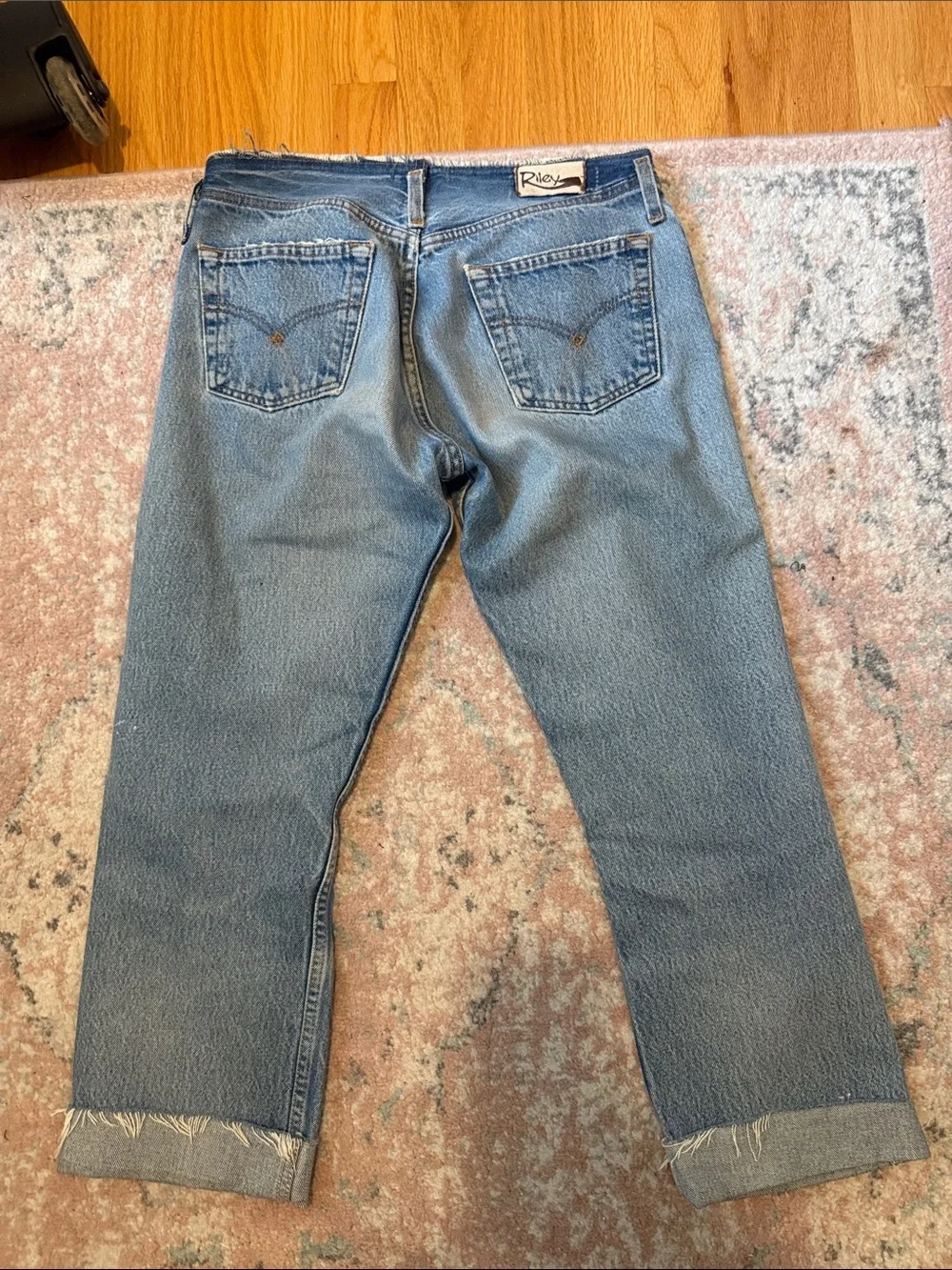 Levi's Distressed Blue Cropped Jeans with Paint Accents